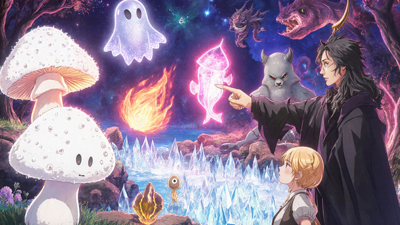 Fantasy scene shows various monsters symbolizing yeast, bacteria, UTI, hormones, irritants, and STIs.