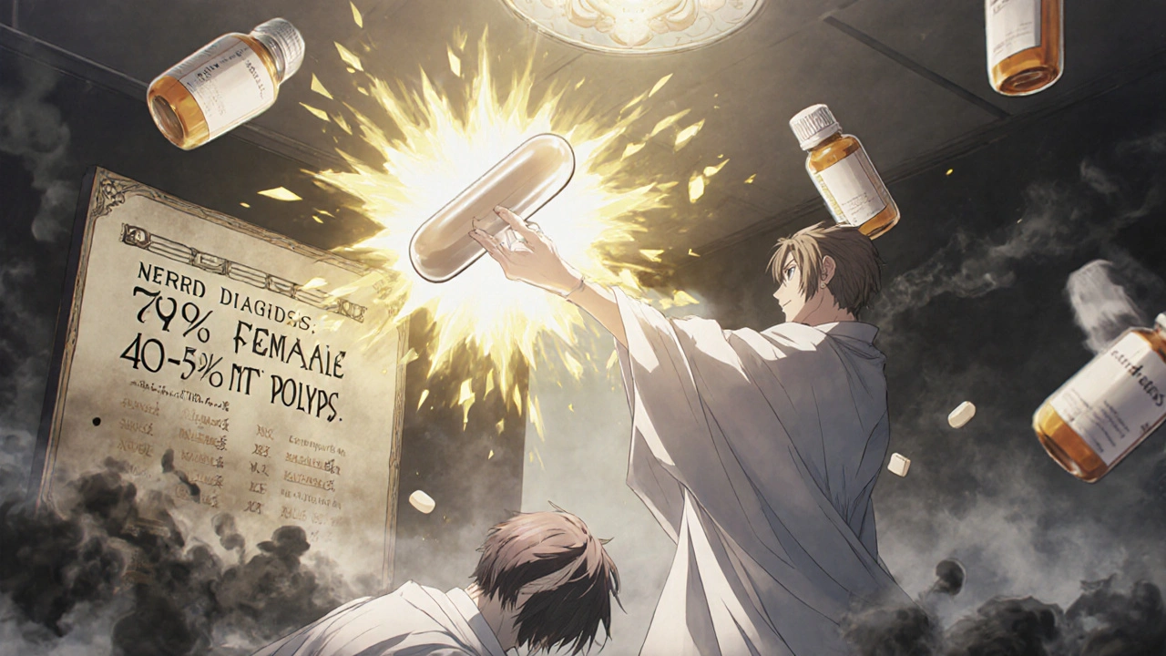 A doctor using a safe aspirin tablet to create a protective barrier against dangerous NSAIDs in a clinic.