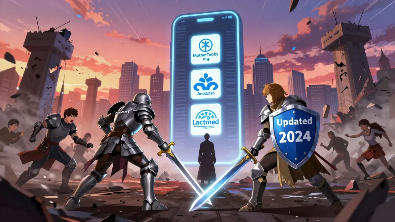 Battle between misinformation warriors and a truth-wielding hero, with trusted health sites glowing in the distance.